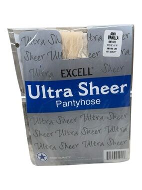 Excell Ultra Sheer Pantyhose 100% Nylon First Quality One Size Vanilla 100-160